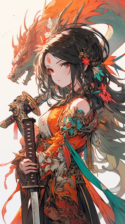 Anime Girl Holding a Sword Dragon Slayer Aesthetics (178)