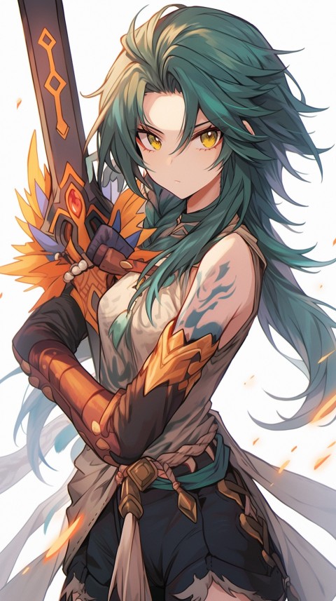 Anime Girl Holding a Sword Dragon Slayer Aesthetics (232)