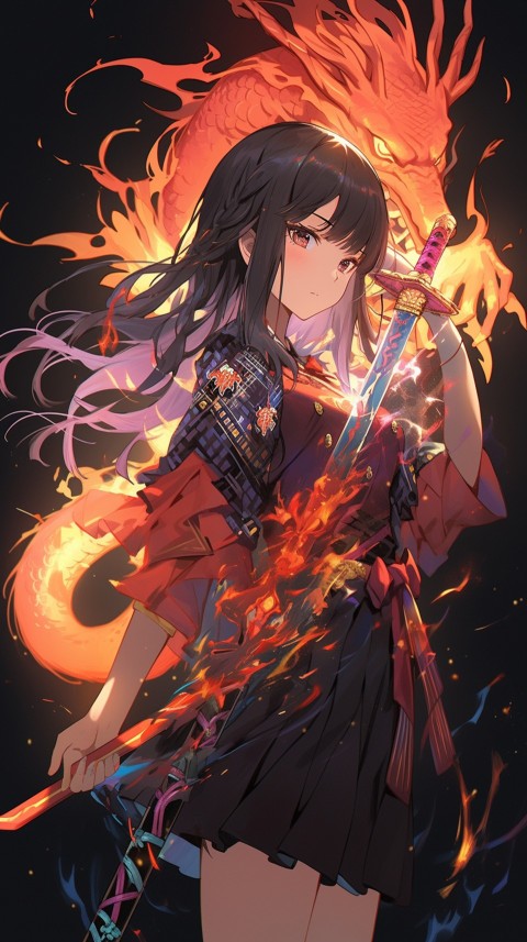Anime Girl Holding a Sword Dragon Slayer Aesthetics (237)