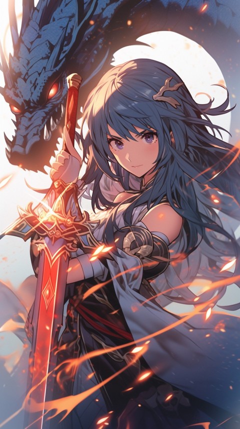 Anime Girl Holding a Sword Dragon Slayer Aesthetics (220)