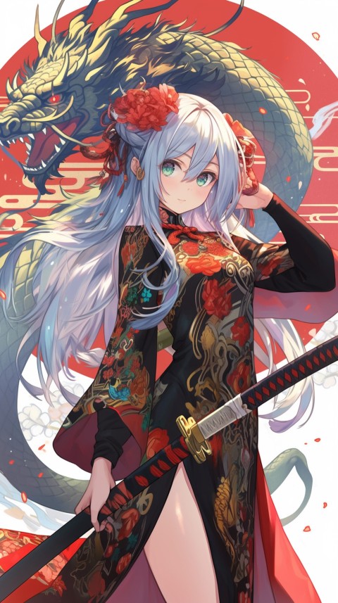 Anime Girl Holding a Sword Dragon Slayer Aesthetics (216)