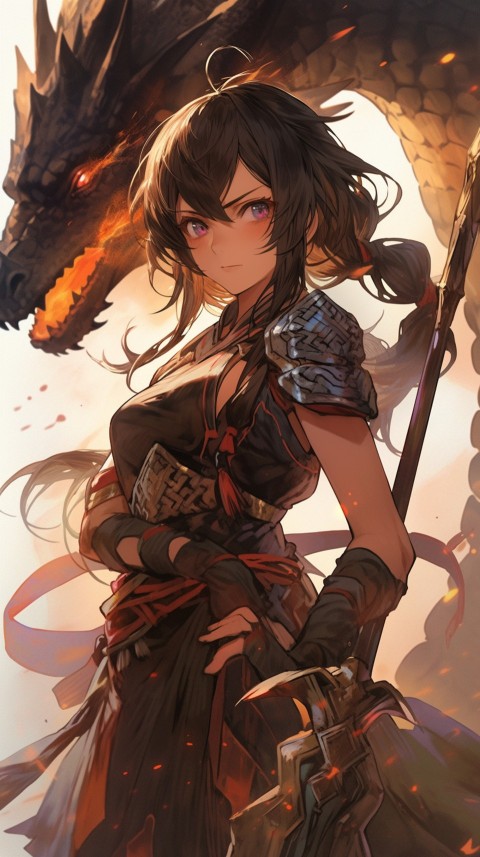 Anime Girl Holding a Sword Dragon Slayer Aesthetics (230)