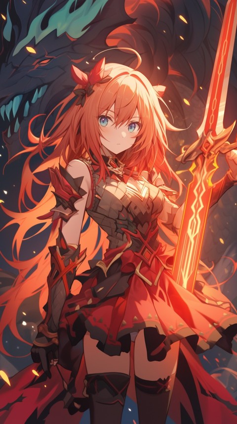 Anime Girl Holding a Sword Dragon Slayer Aesthetics (254)