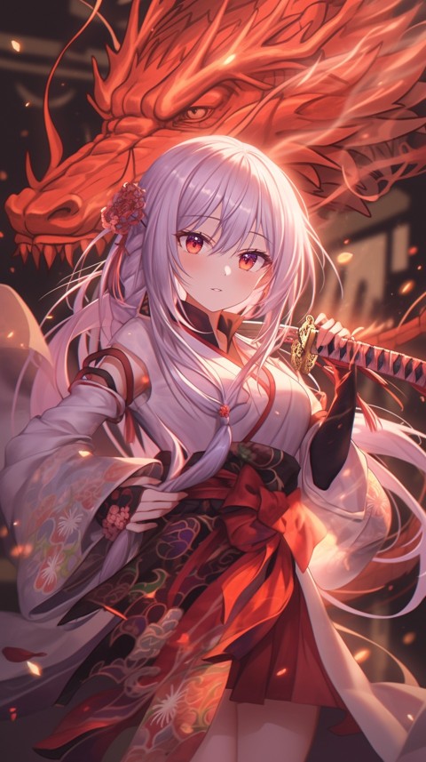 Anime Girl Holding a Sword Dragon Slayer Aesthetics (286)