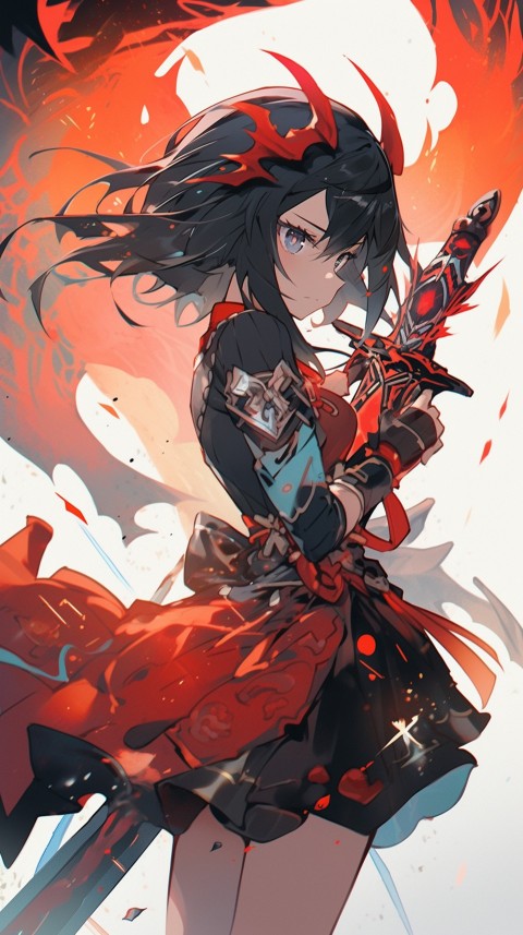 Anime Girl Holding a Sword Dragon Slayer Aesthetics (260)