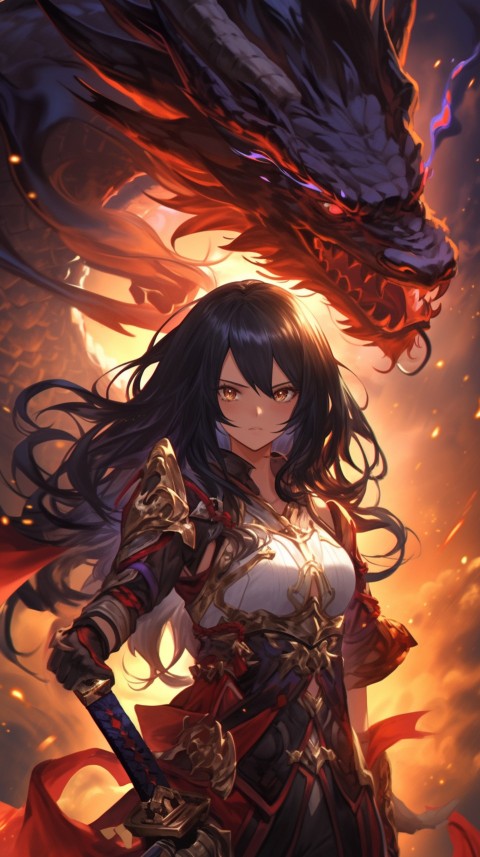 Anime Girl Holding a Sword Dragon Slayer Aesthetics (313)