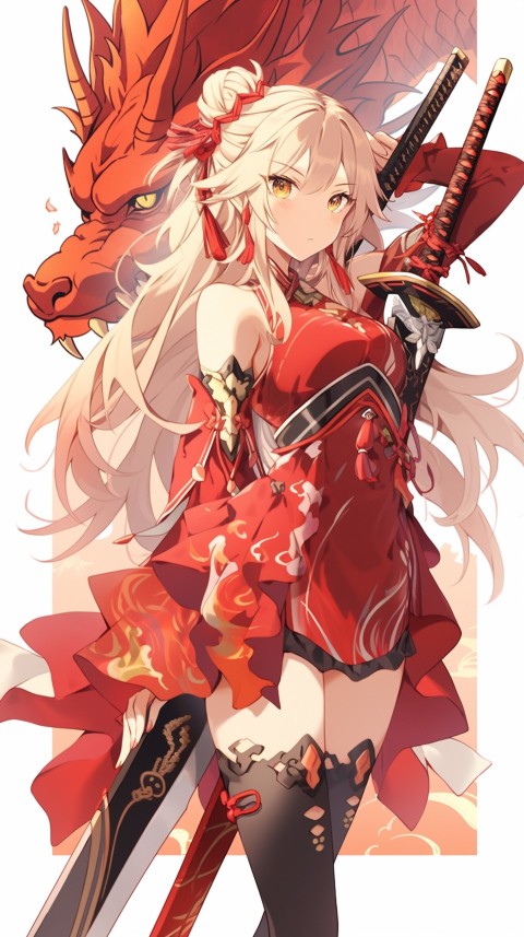 Anime Girl Holding a Sword Dragon Slayer Aesthetics (308)