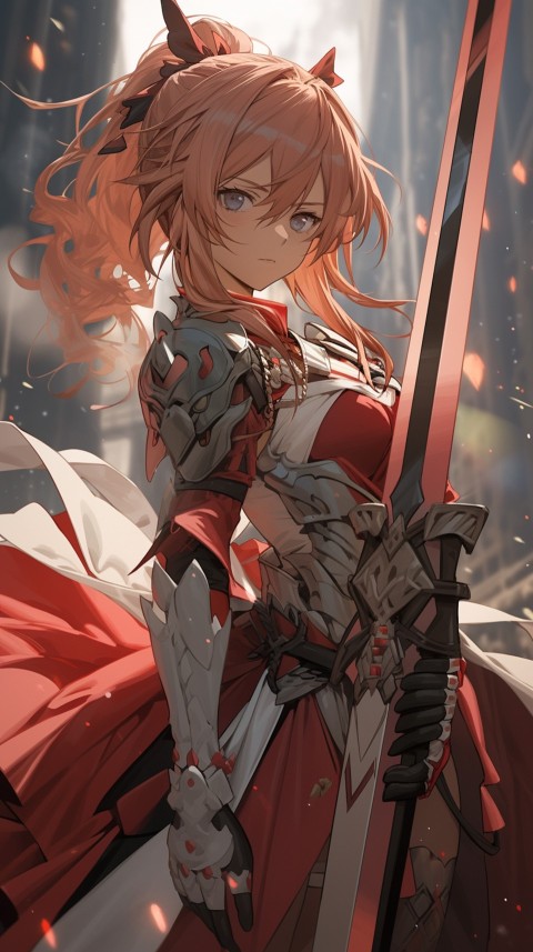 Anime Girl Holding a Sword Dragon Slayer Aesthetics (350)