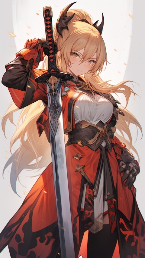 Anime Girl Holding a Sword Dragon Slayer Aesthetics (324)