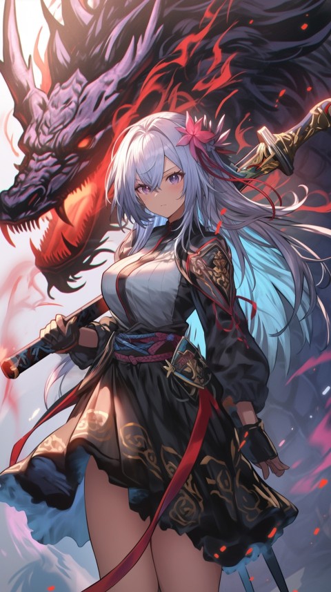 Anime Girl Holding a Sword Dragon Slayer Aesthetics (337)
