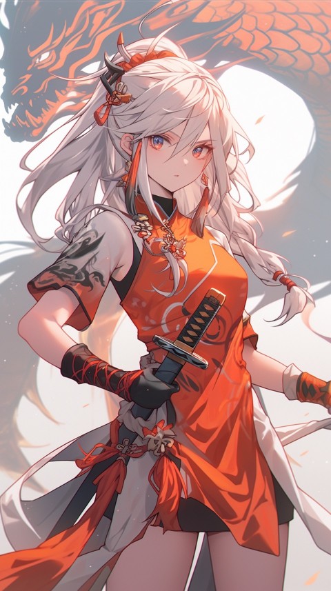 Anime Girl Holding a Sword Dragon Slayer Aesthetics (315)