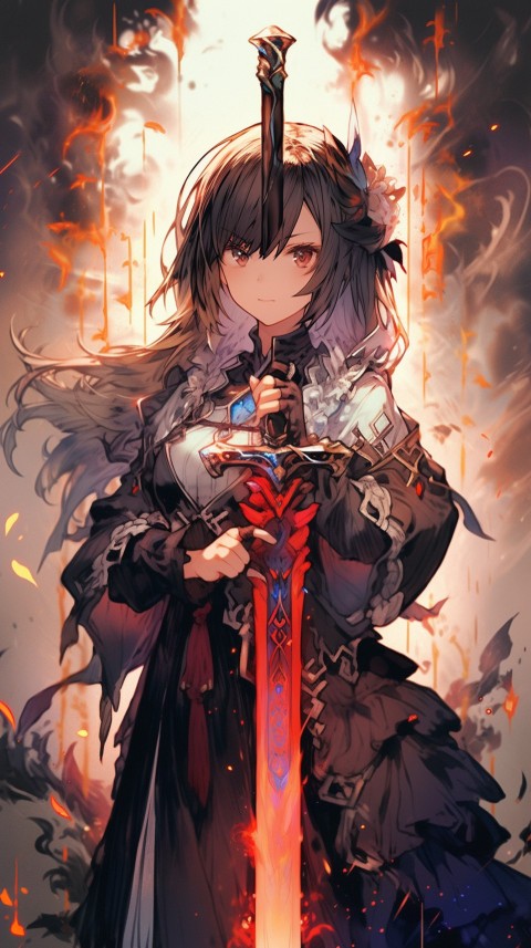 Anime Girl Holding a Sword Dragon Slayer Aesthetics (306)