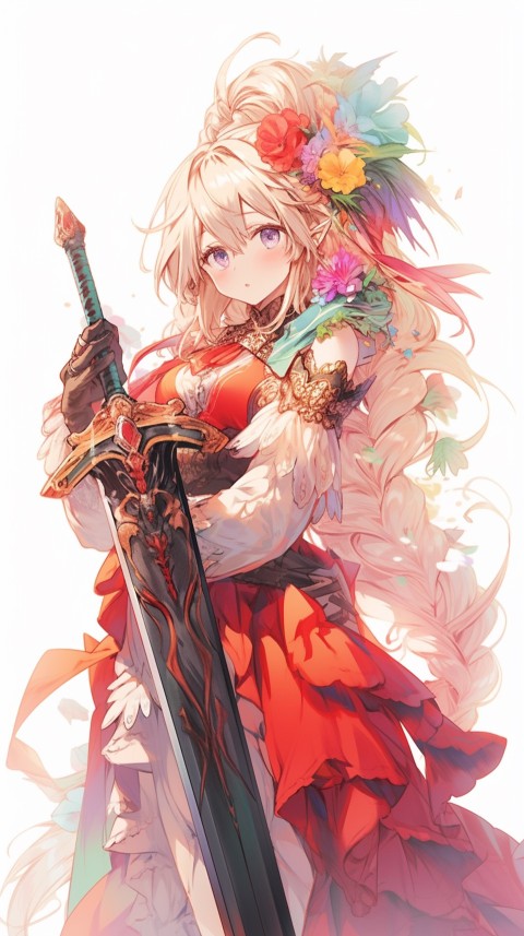 Anime Girl Holding a Sword Dragon Slayer Aesthetics (385)