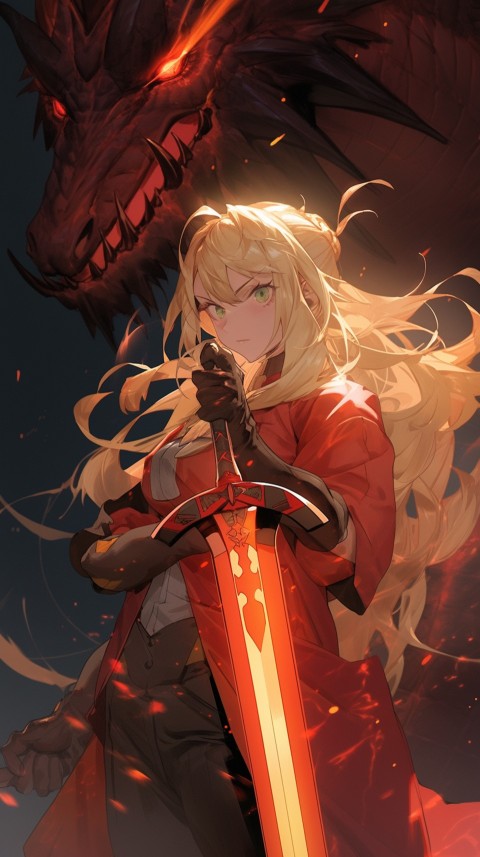 Anime Girl Holding a Sword Dragon Slayer Aesthetics (381)