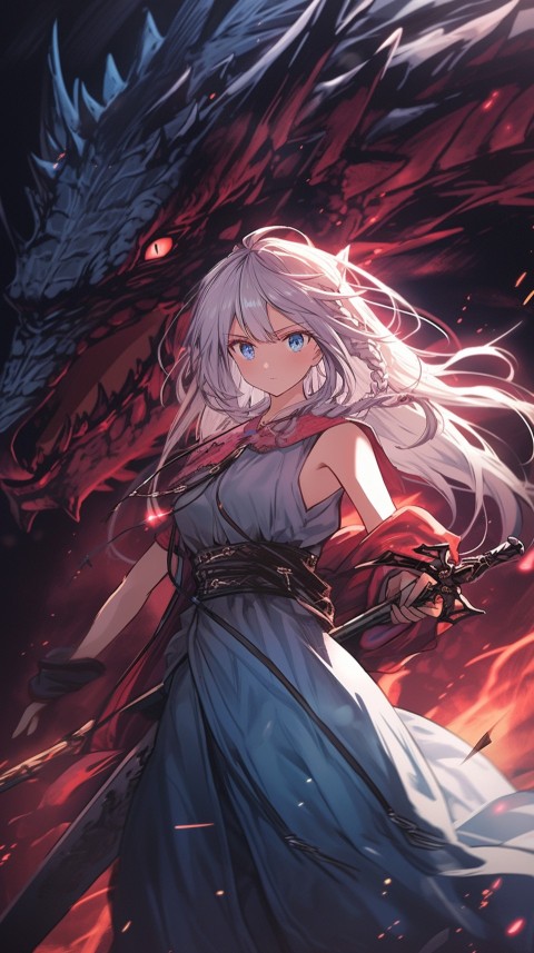 Anime Girl Holding a Sword Dragon Slayer Aesthetics (358)