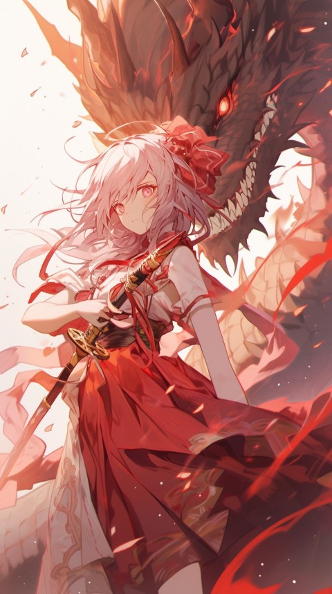Anime Girl Holding a Sword Dragon Slayer Aesthetics (391)