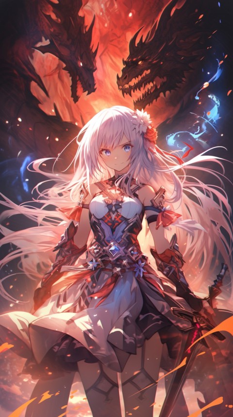 Anime Girl Holding a Sword Dragon Slayer Aesthetics (398)