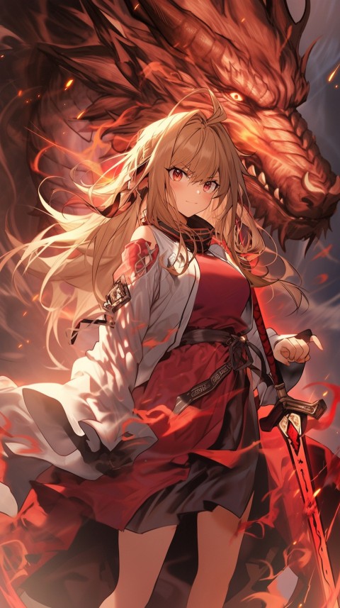 Anime Girl Holding a Sword Dragon Slayer Aesthetics (377)