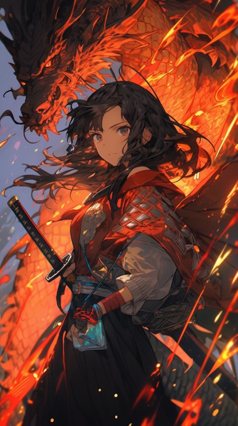 Anime Girl Holding a Sword Dragon Slayer Aesthetics (357)
