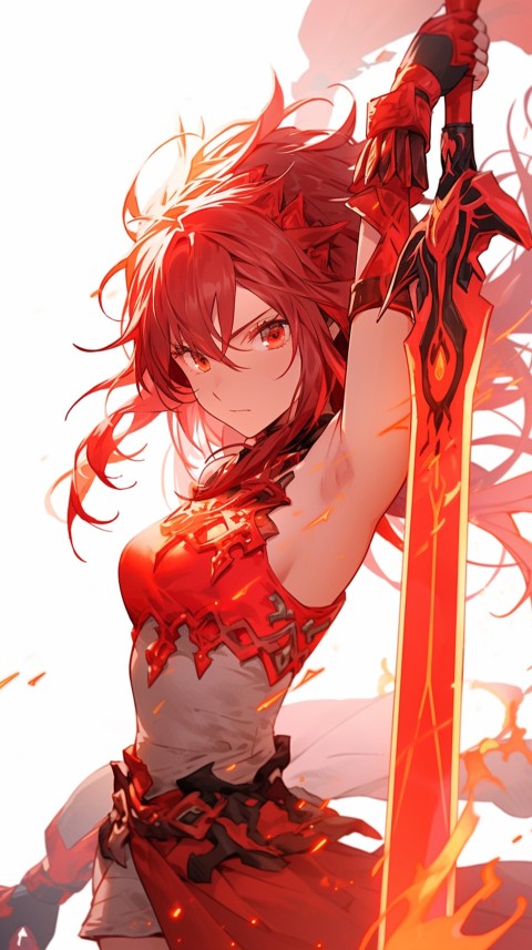 Anime Girl Holding a Sword Dragon Slayer Aesthetics (450)