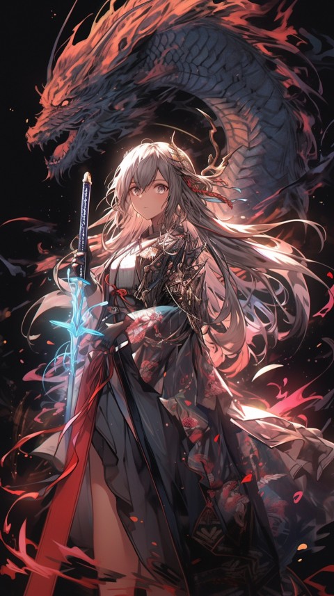 Anime Girl Holding a Sword Dragon Slayer Aesthetics (421)