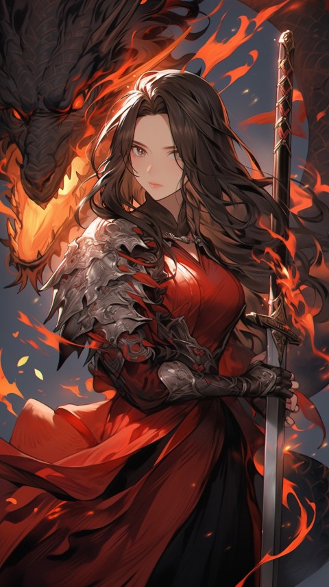 Anime Girl Holding a Sword Dragon Slayer Aesthetics (402)