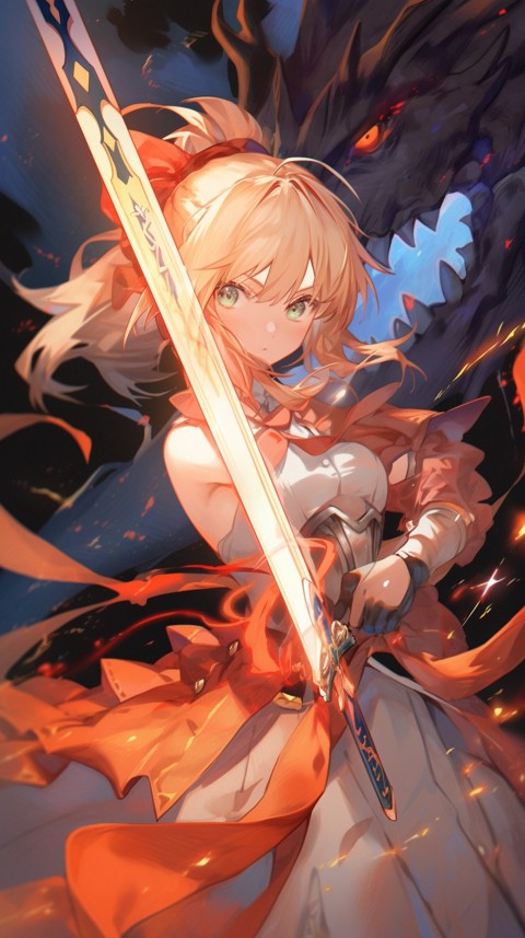 Anime Girl Holding a Sword Dragon Slayer Aesthetics (500)