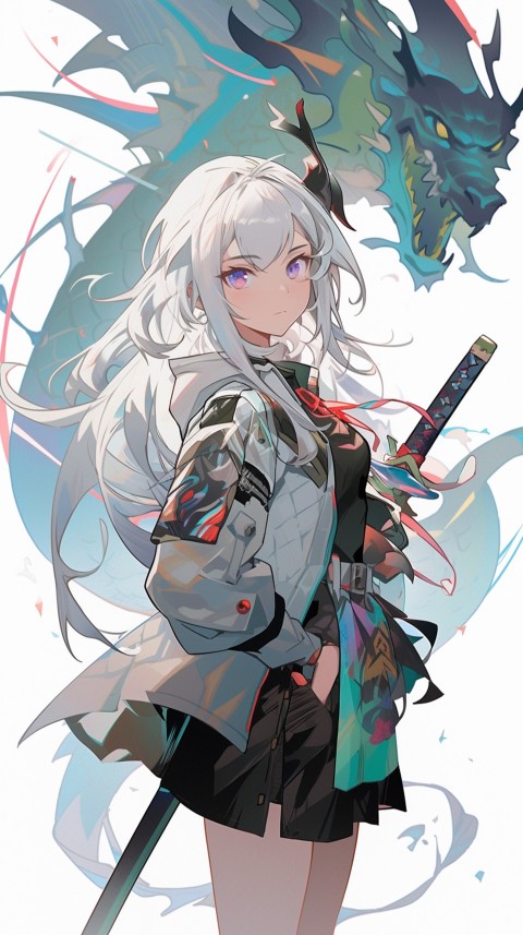 Anime Girl Holding a Sword Dragon Slayer Aesthetics (502)