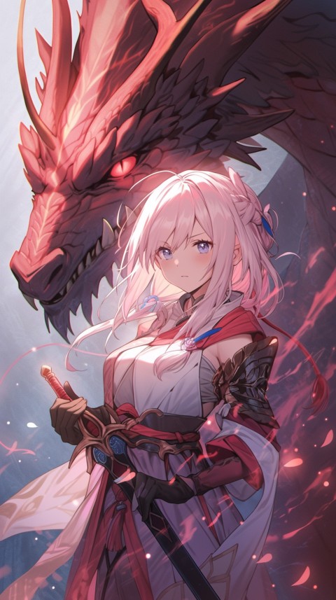 Anime Girl Holding a Sword Dragon Slayer Aesthetics (503)