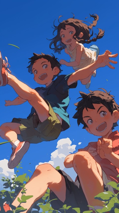 Happy Anime Kids  having Fun playing Game Children Playground Aesthetics (186)