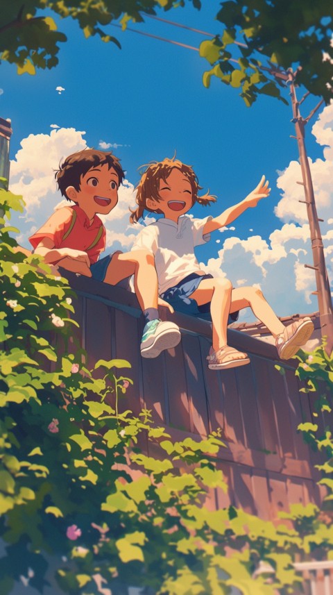 Happy Anime Kids  having Fun playing Game Children Playground Aesthetics (192)