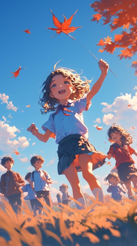 Happy Anime Kids  having Fun playing Game Children Playground Aesthetics (404)