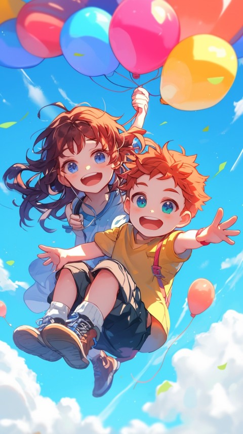 Happy Anime Kids  having Fun playing Game Children Playground Aesthetics (574)