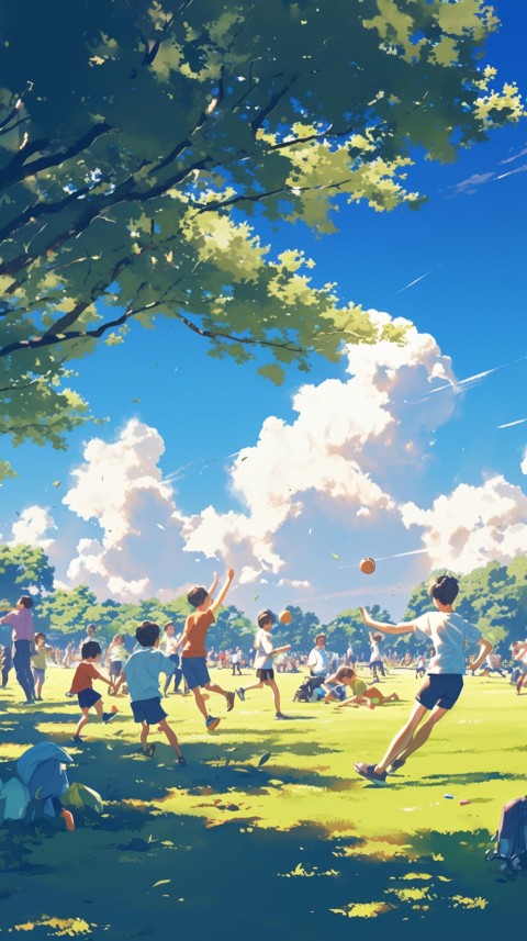 Happy Anime Kids  having Fun playing Game Children Playground Aesthetics (572)