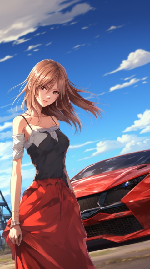 Cute Anime Girl With Car Aesthetics (30)