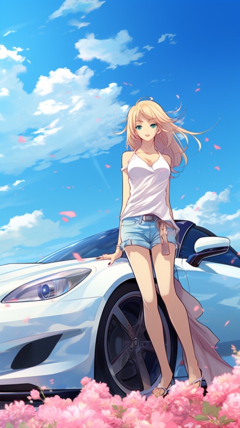 Cute Anime Girl With Car Aesthetics (17)