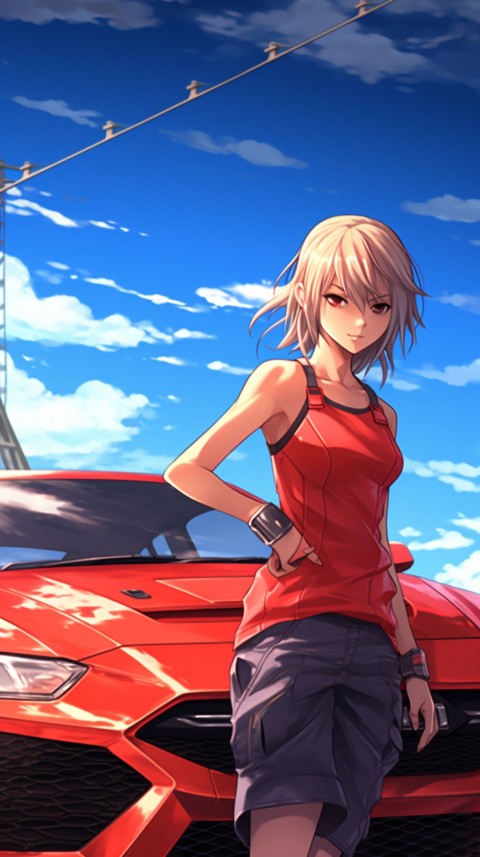 Cute Anime Girl With Car Aesthetics (20)