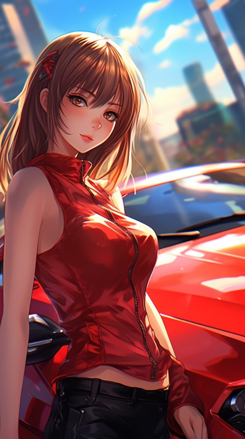 Cute Anime Girl With Car Aesthetics (50)