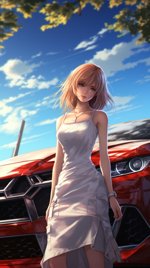 Cute Anime Girl With Car Aesthetics (26)