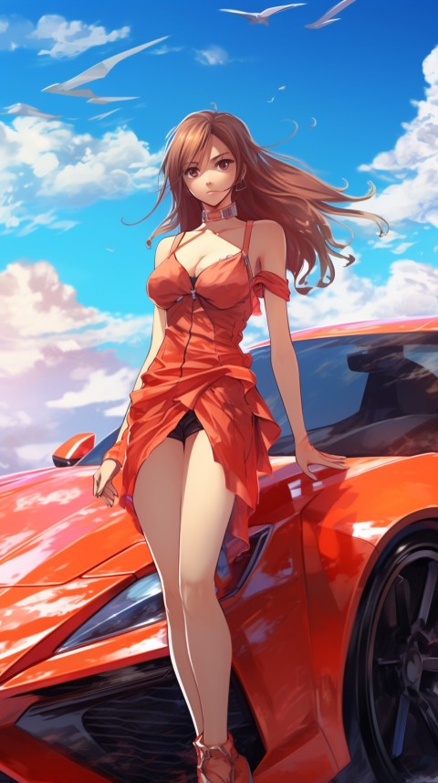 Cute Anime Girl With Car Aesthetics (24)