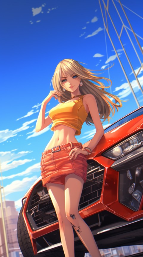 Cute Anime Girl With Car Aesthetics (98)