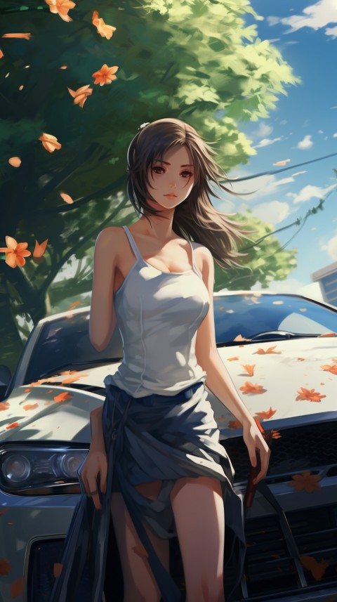 Cute Anime Girl With Car Aesthetics (94)