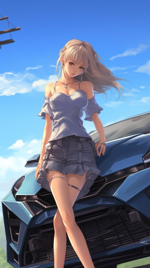 Cute Anime Girl With Car Aesthetics (88)