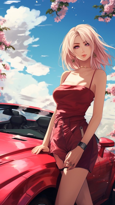 Cute Anime Girl With Car Aesthetics (83)