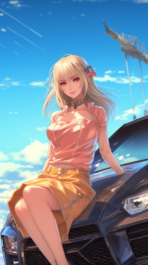 Cute Anime Girl With Car Aesthetics (80)