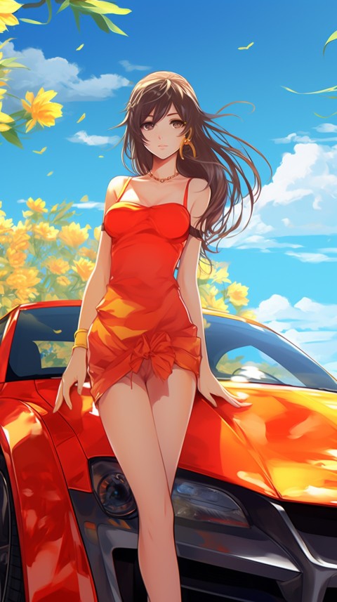 Cute Anime Girl With Car Aesthetics (57)