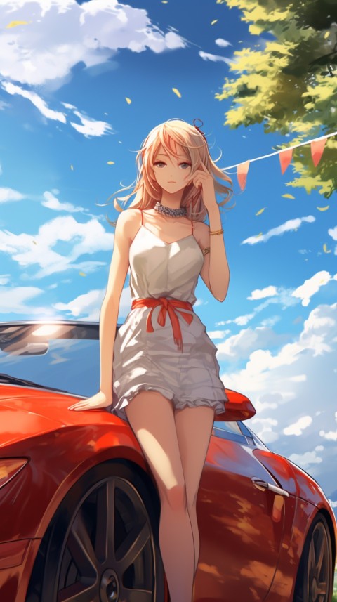 Cute Anime Girl With Car Aesthetics (71)