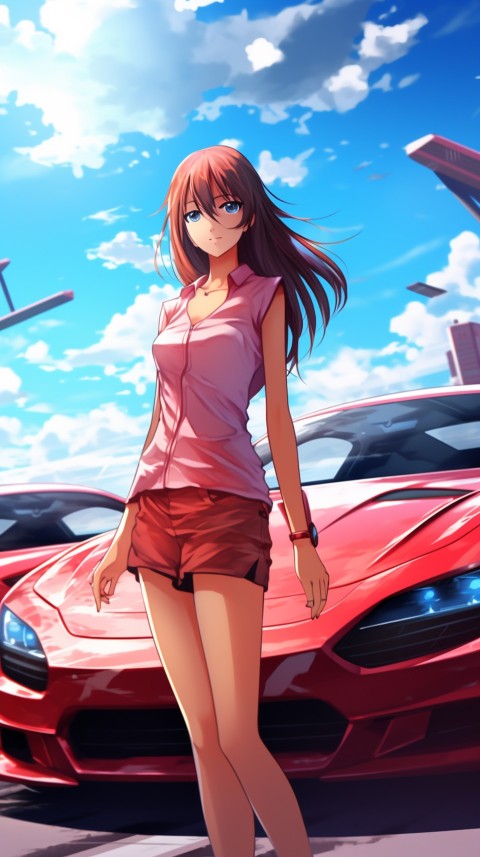 Cute Anime Girl With Car Aesthetics (128)