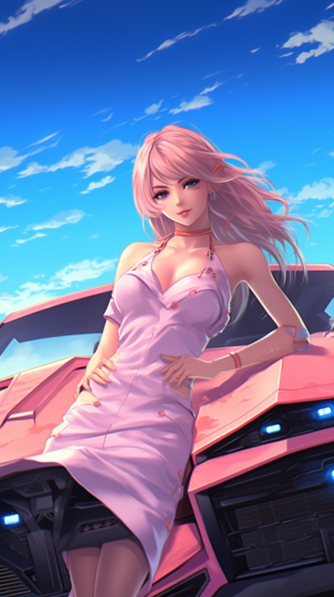 Cute Anime Girl With Car Aesthetics (118)