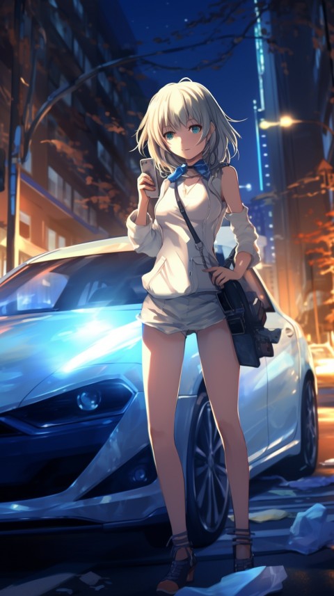 Cute Anime Girl With Car Aesthetics (115)